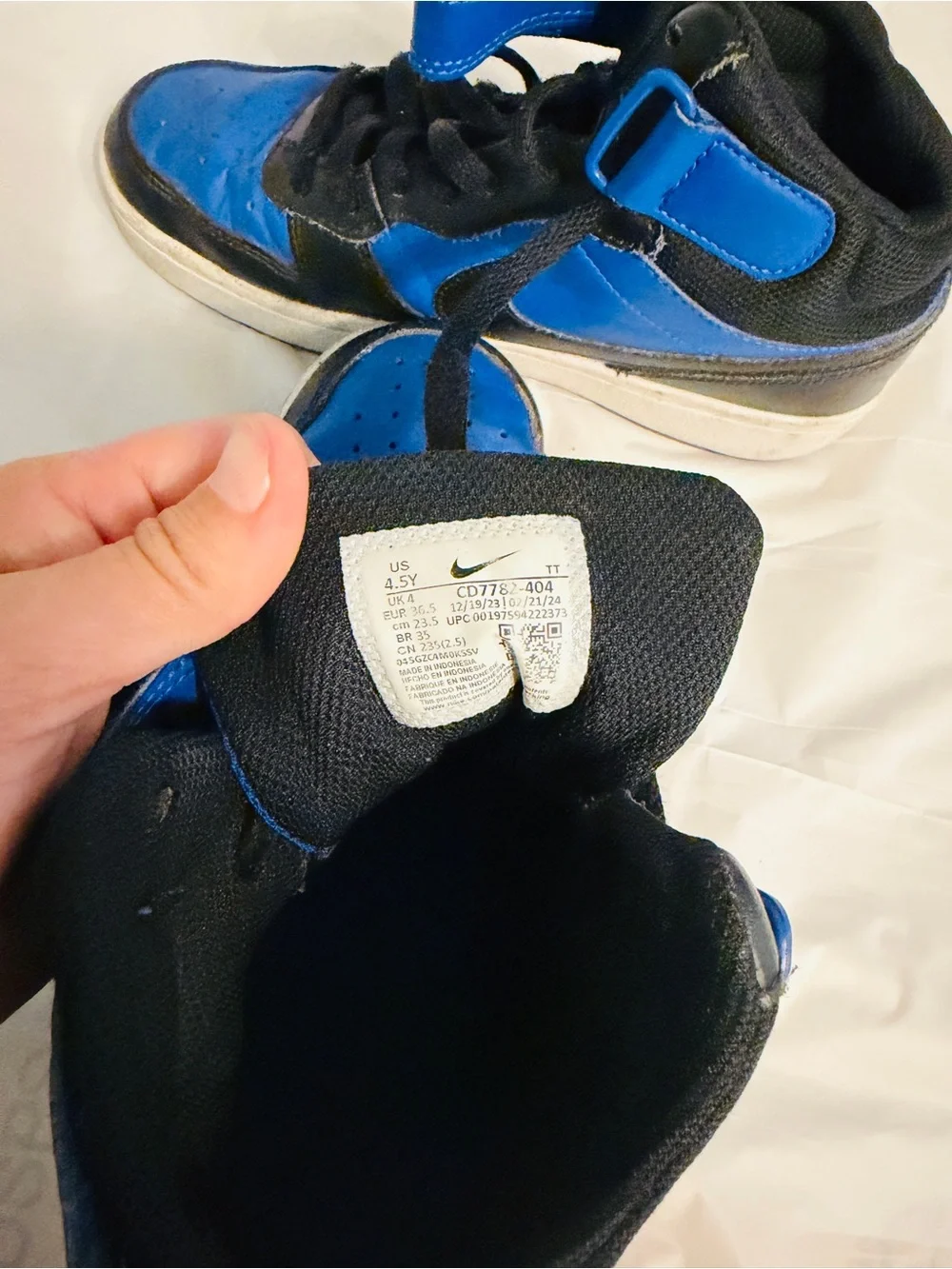 Nike Court Borough Mid 2 CD7782-404 Blue Black High Top Shoes Size 4.5Y